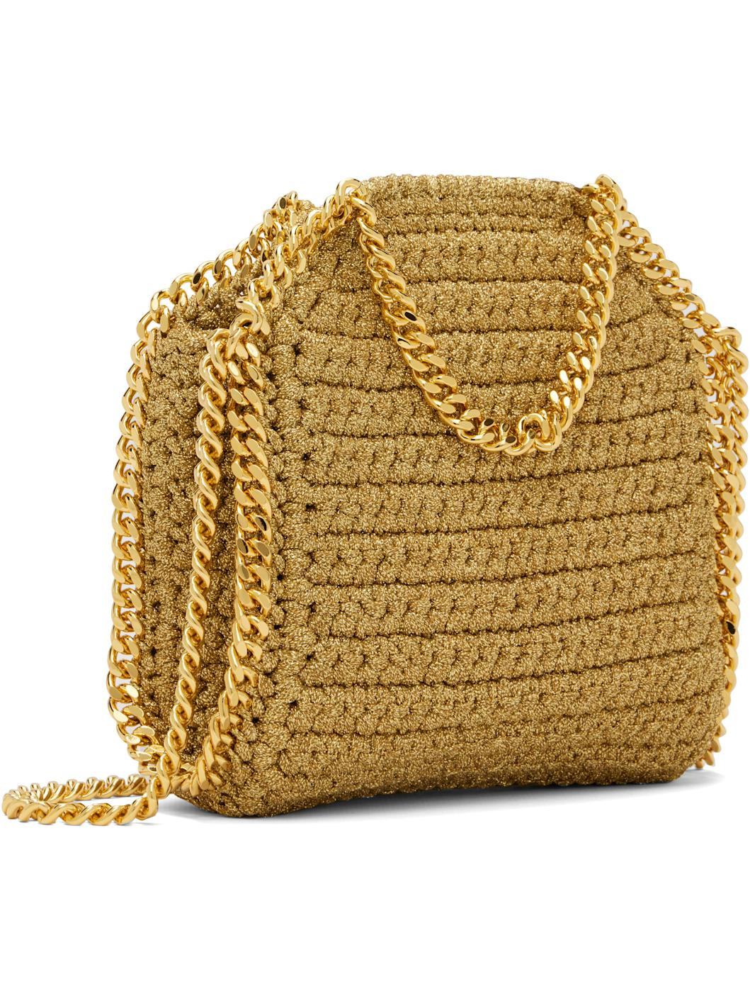 Gold Tiny Falabella Lurex Crochet Tote Bag - 3