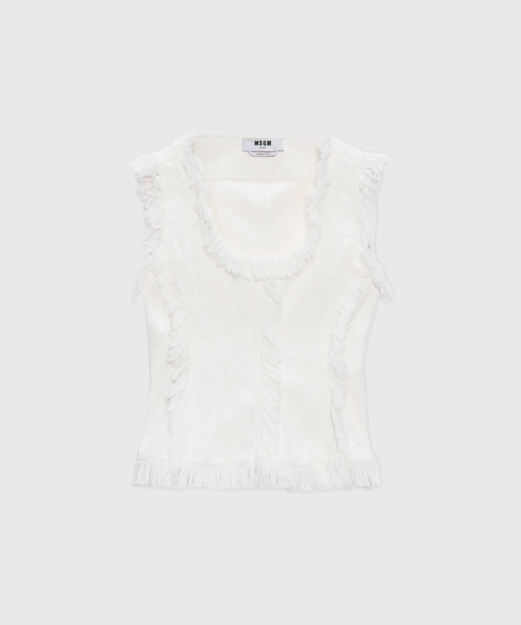 White frayed raw cotton top. - 1