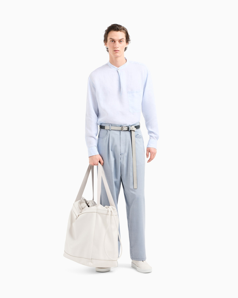 SINGLE-PLEAT, SILK CANVAS TROUSERS 2