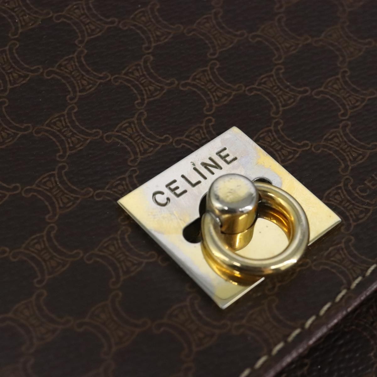 CELINE Macadam Canvas Business Bag Pvc Leather Brown Gold - 10
