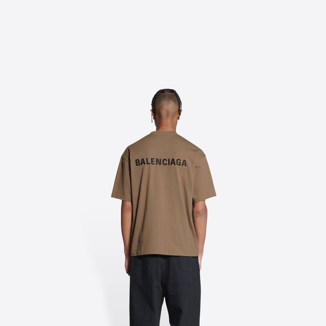 Men's Balenciaga T-shirt Regular Fit in Beige - 5