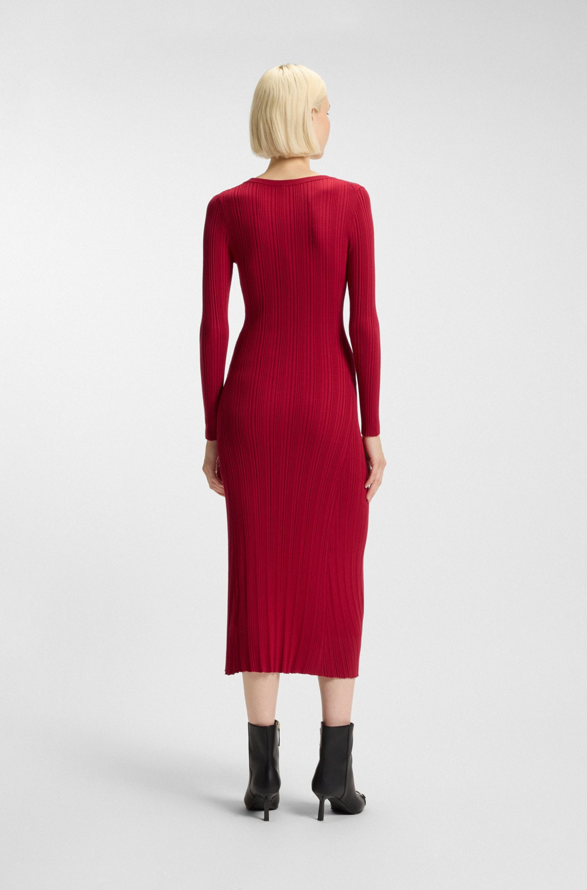 SLIM-FIT MIDI DRESS IN RIBBED CREPE FABRIC - 5