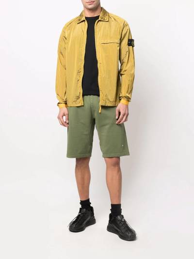 Stone Island Compass-patch crinkled zip-up overshirt outlook