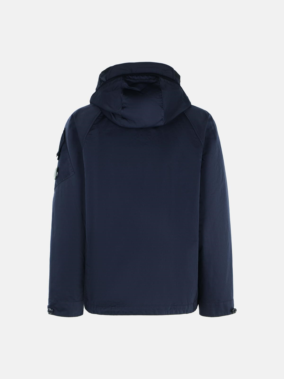 NAVY POLYESTER BLEND HOODED JACKET - 3