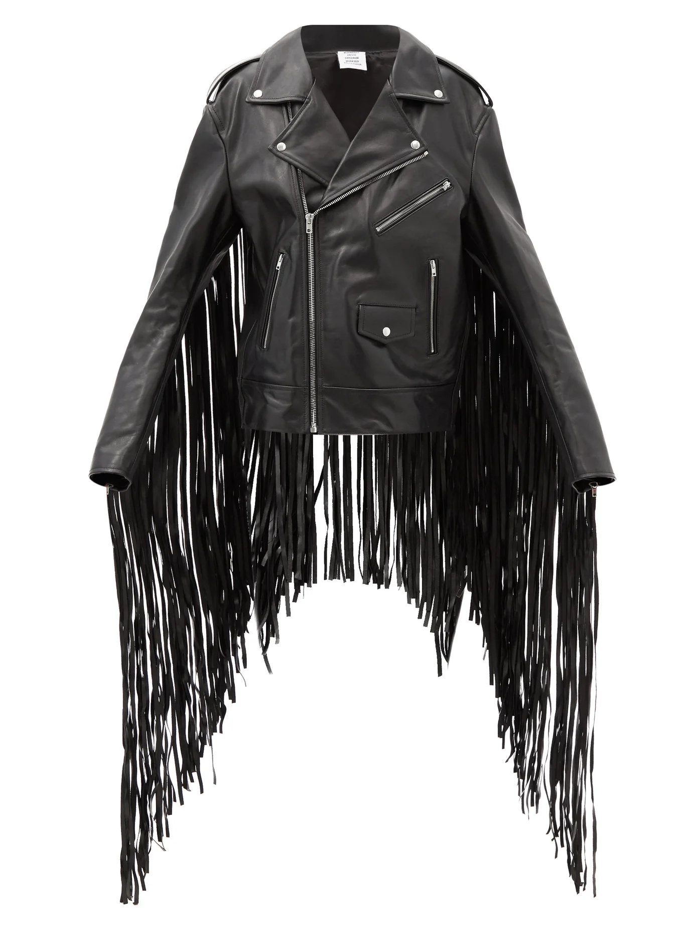 Fringed leather biker jacket - 1