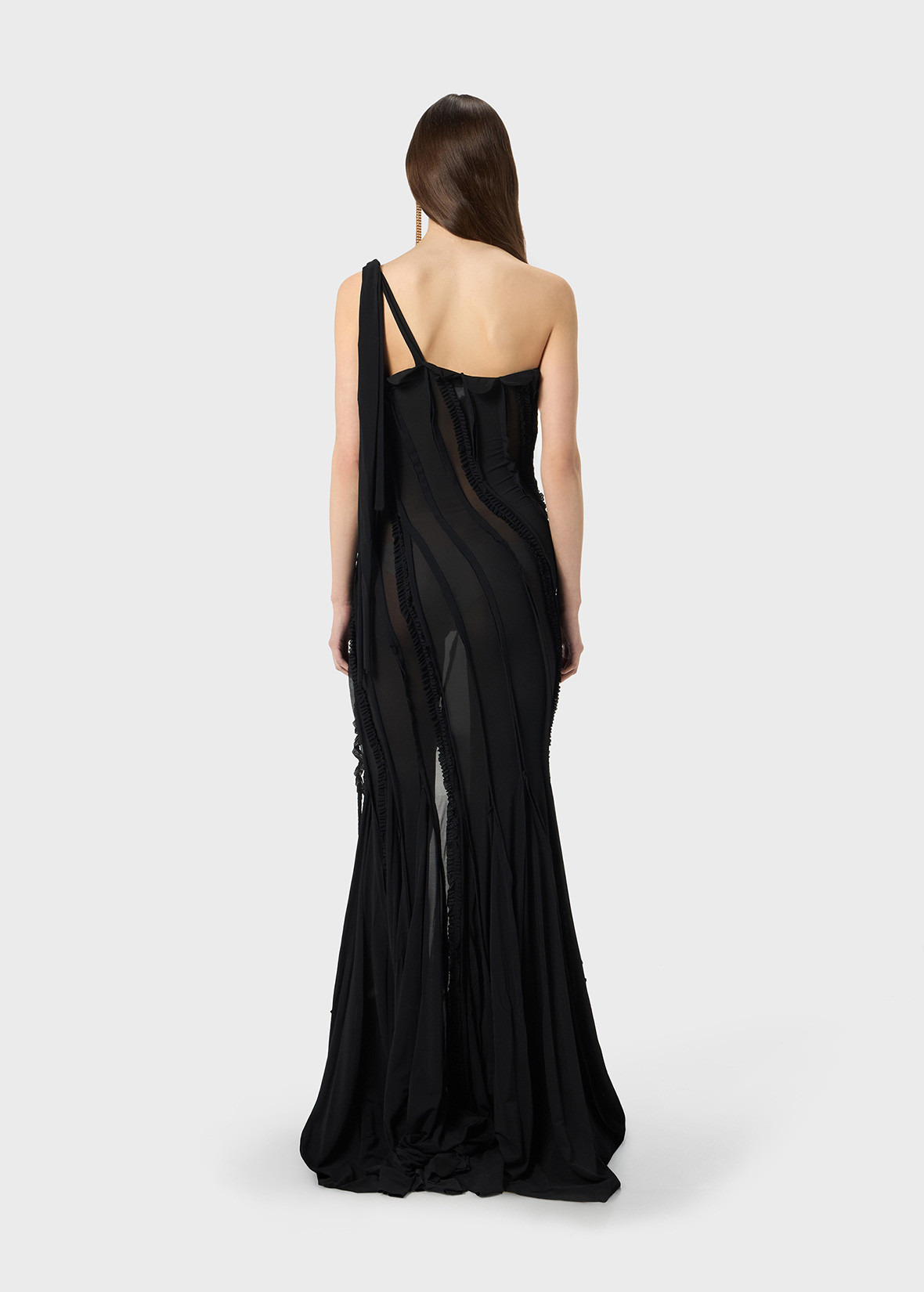 ONE-SHOULDER DRESS IN JERSEY WITH INLAYS - 4