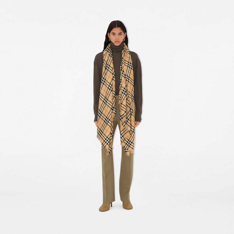 Check Cashmere Silk Scarf 3