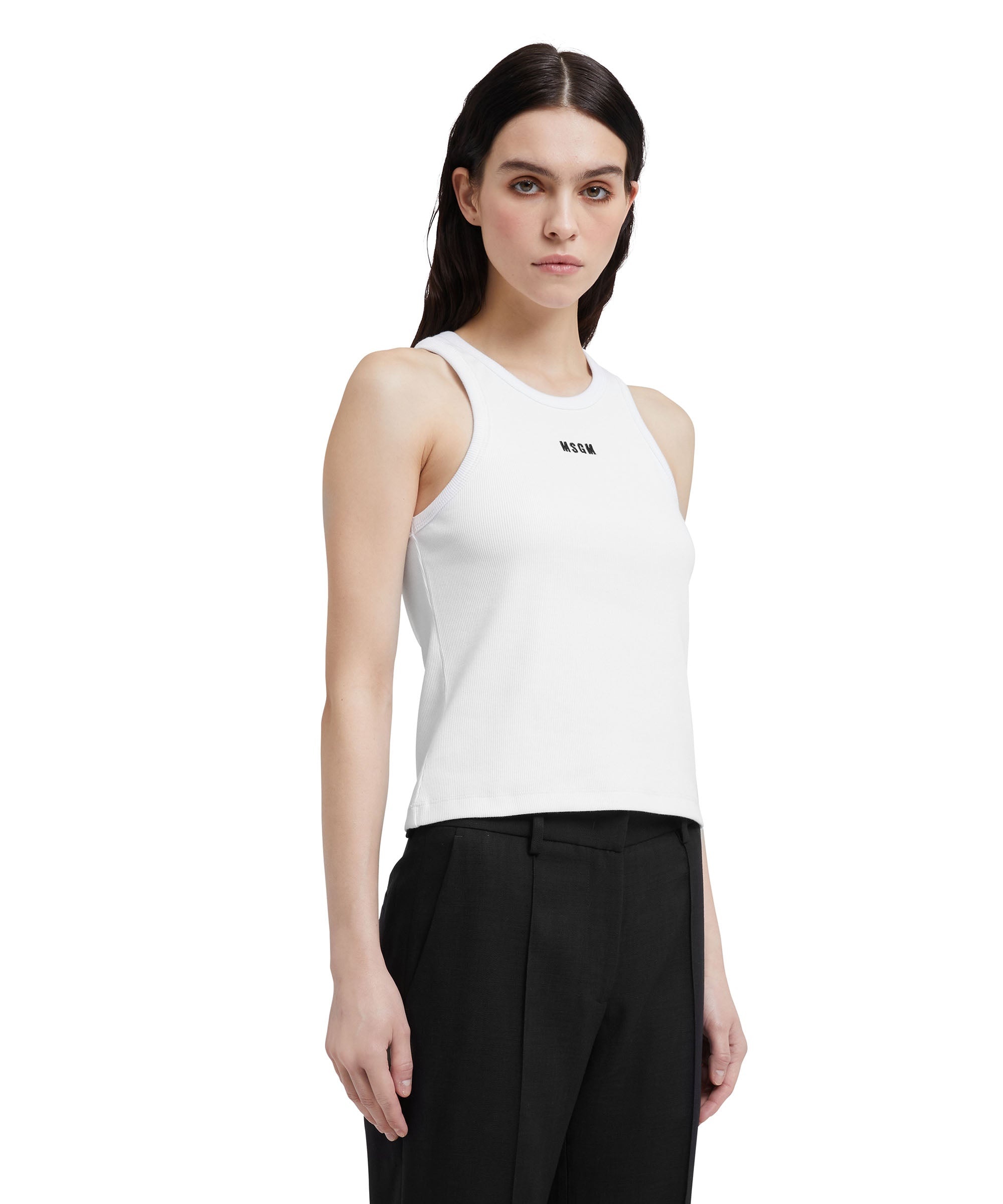 Ribbed jersey tank top with embroidered logo - 4