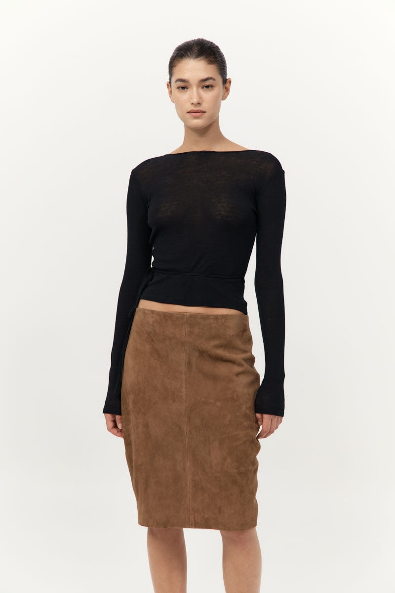 Baby Wool Wrap Top - Black 3