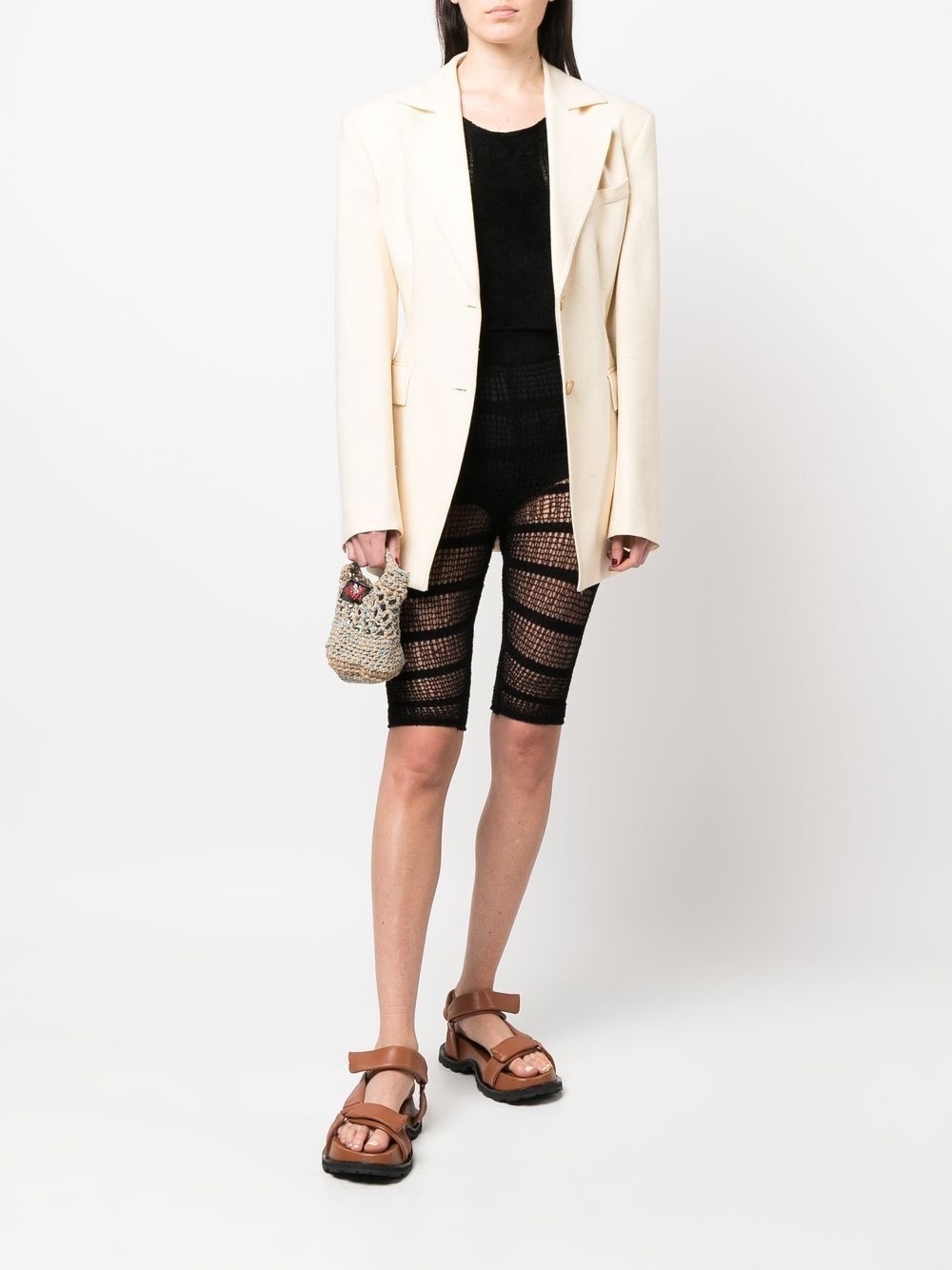 semi-sheer knit cropped top - 2