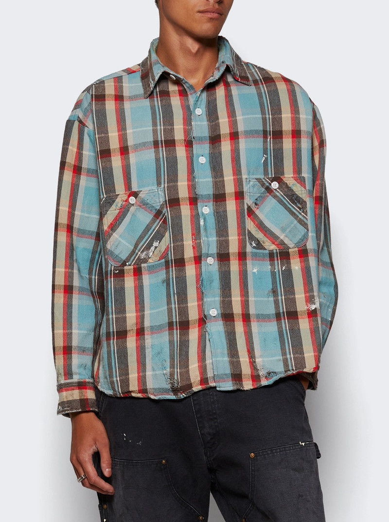 SAINT M×××××× Flannel Check Shirt Blue outlook