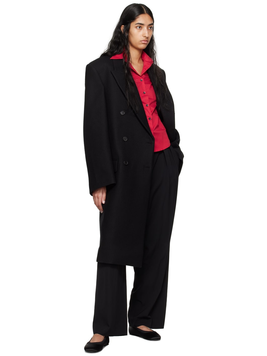 Black Hailey Bieber Edition Double-Breasted Coat - 4