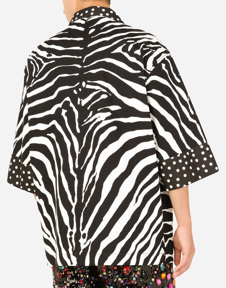 Stretch cotton Hawaiian shirt with zebra print - 5