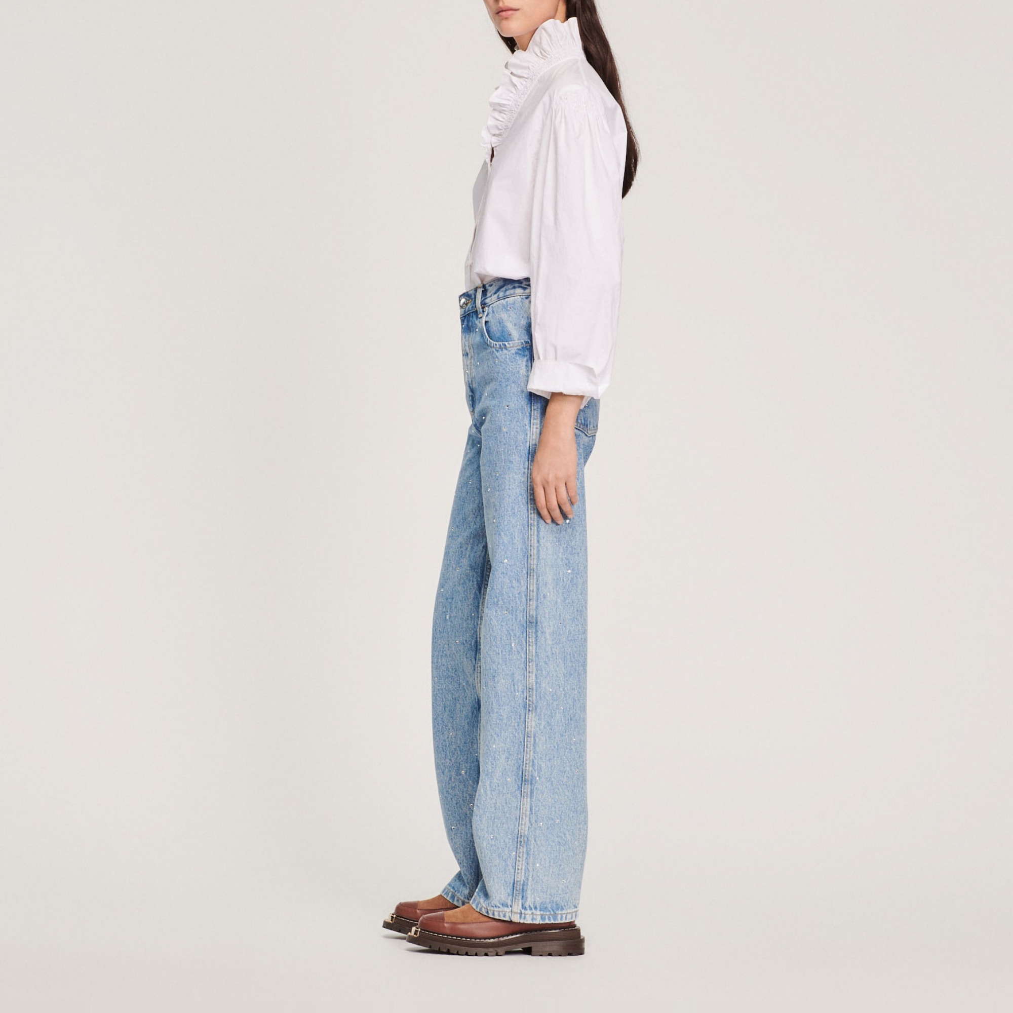 Straight-leg jeans with rhinestones - 7
