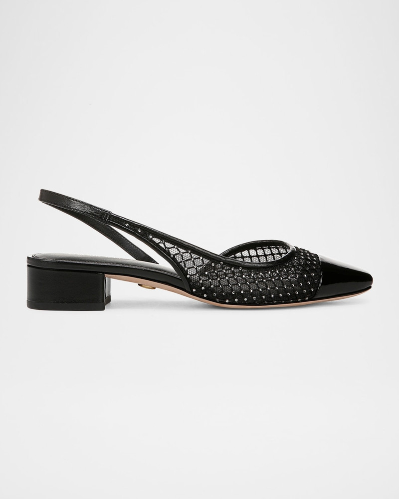 Cecile Net Leather Slingback Ballerina Flats 1