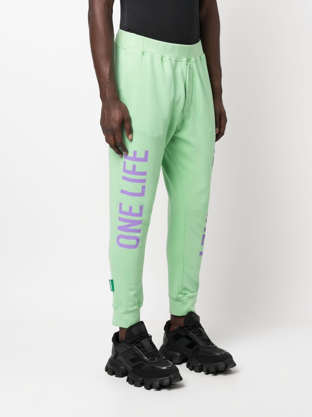 slogan-print cotton track pants - 4