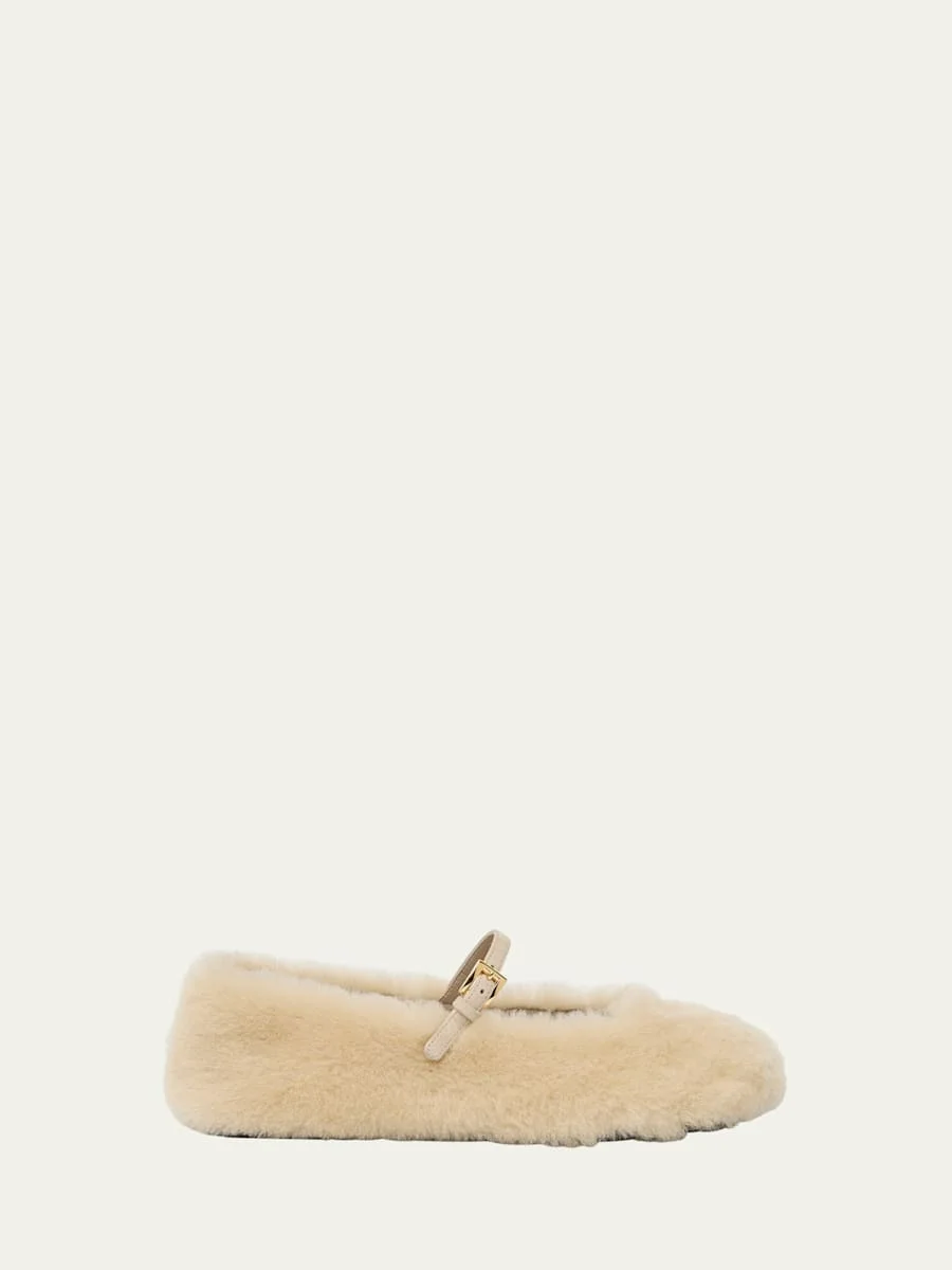 Shearling Mary Jane Ballerina Flats - 1