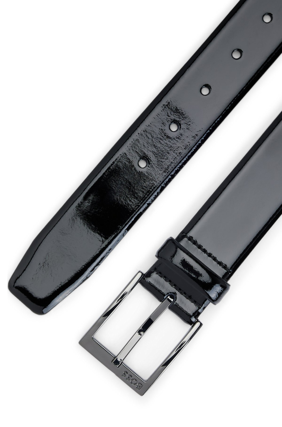ITALIAN PATENT-LEATHER BELT WITH LOGO BUCKLE - 3