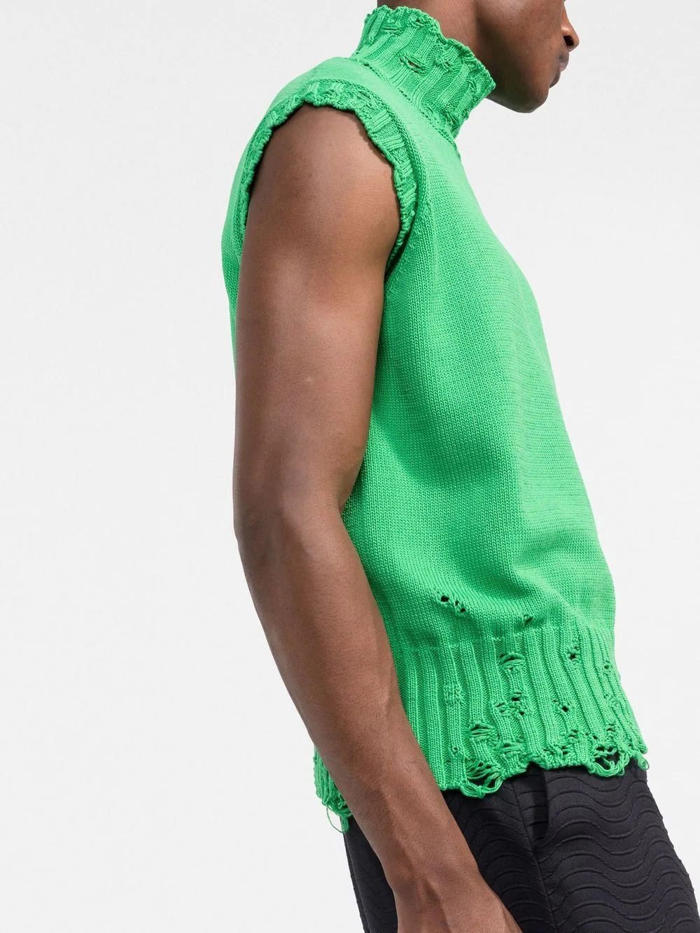 distressed-effect sleeveless jumper - 3