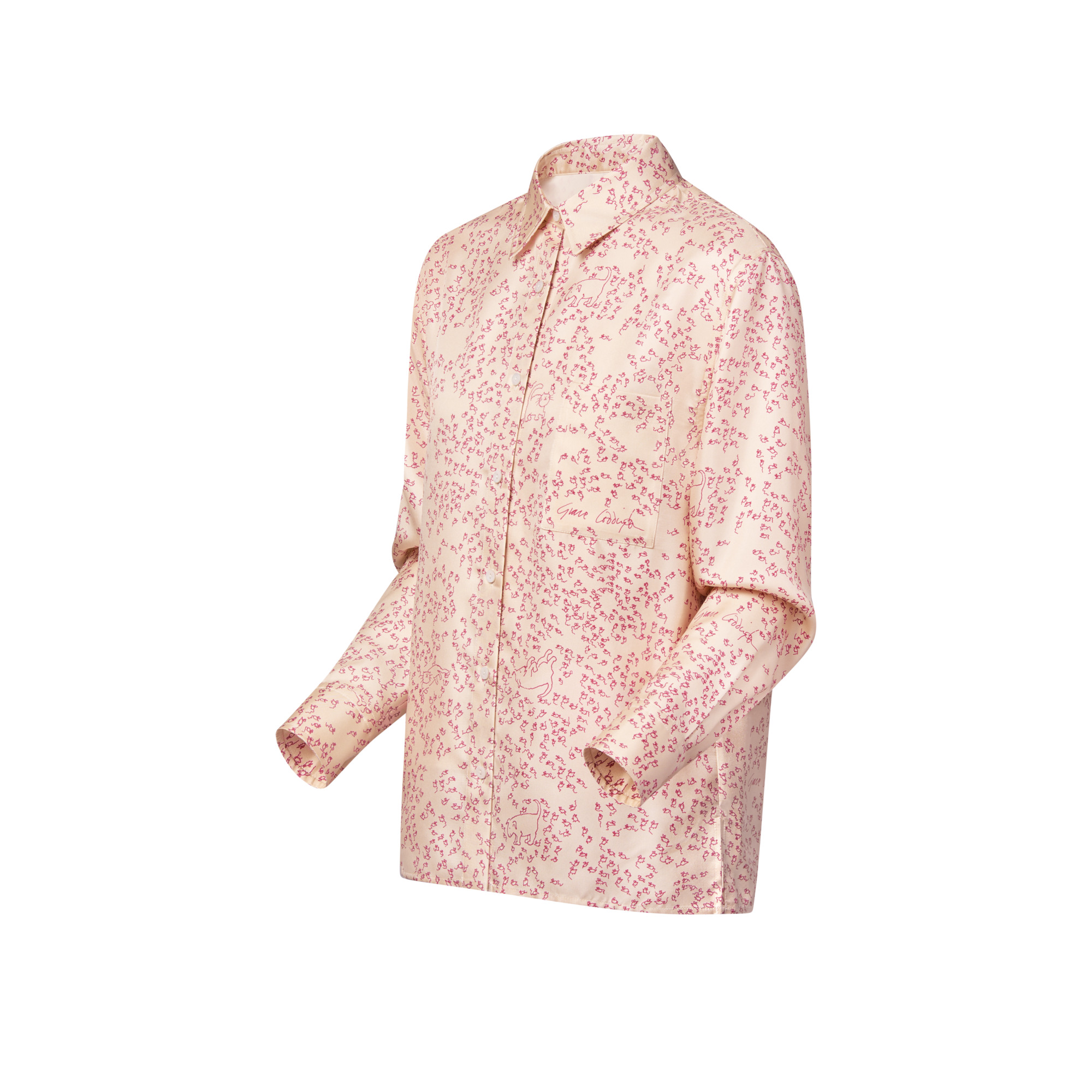 Cat-and-Mouse Print Silk Shirt - 2