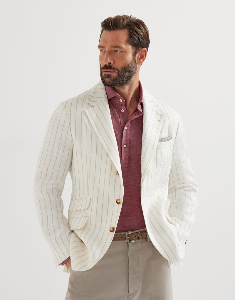 Chalk stripe linen twill deconstructed Cavallo blazer 5