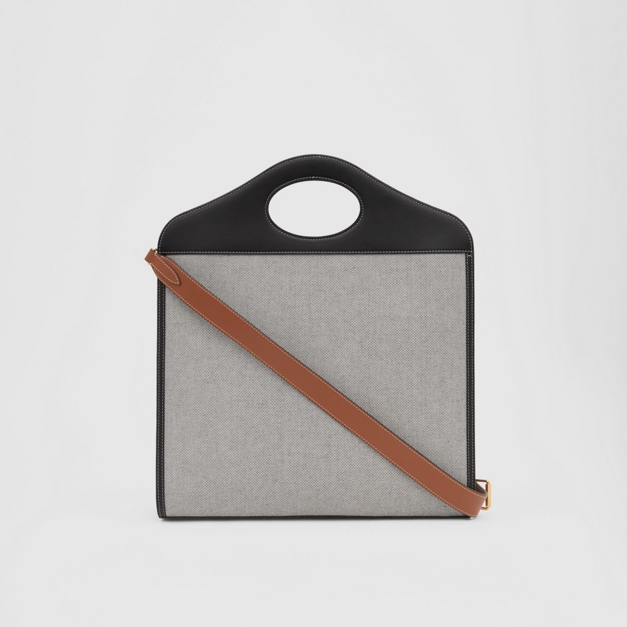 Medium Two-tone Canvas and Leather Pocket Bag - 8