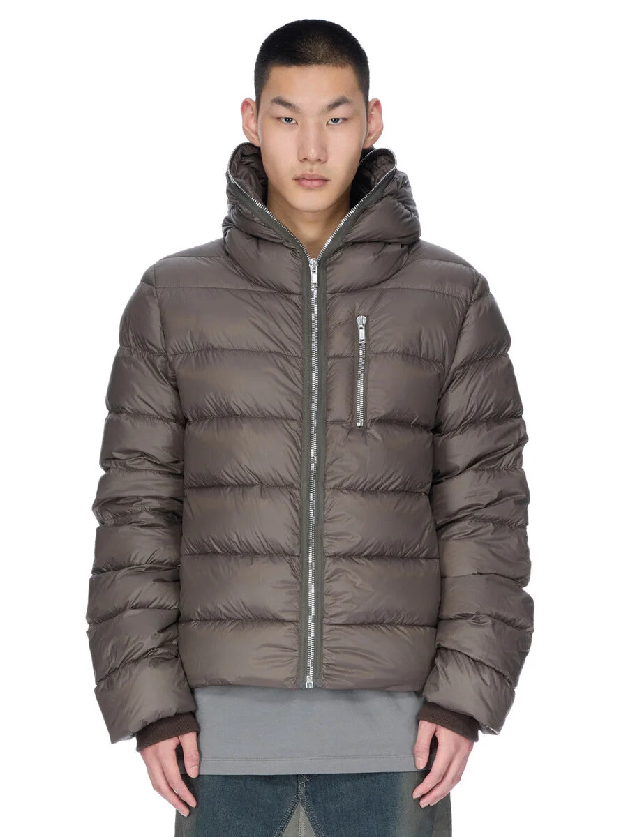 Slim-Fit Quilted Shell Down Hooded Jacket Dark brown - 1