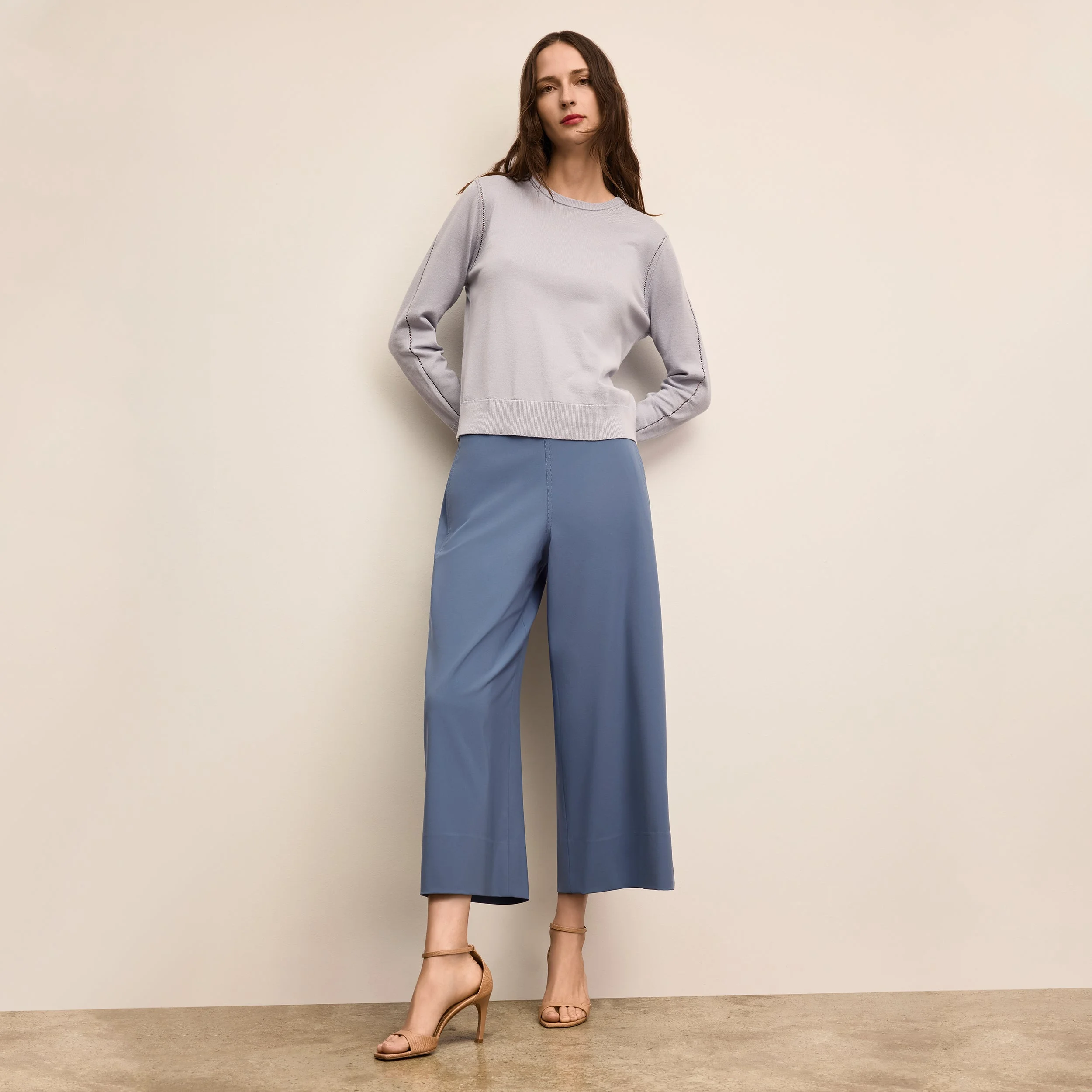 Larissa Pointelle Sweater - 365 Cotton Silk Knit - 1