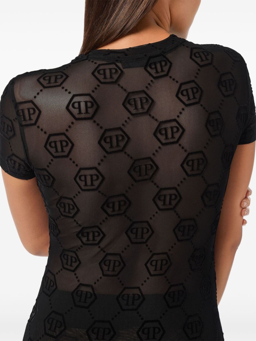 monogram tulle t-shirt - 5