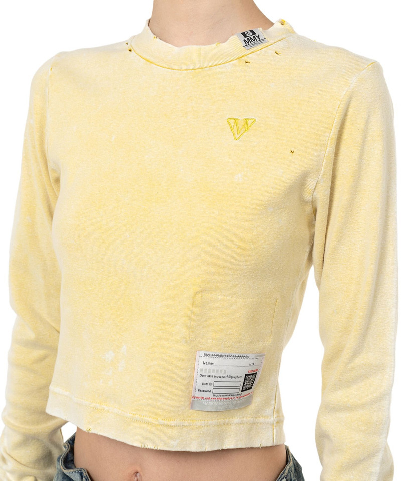 Bleached Cropped Long Sleeve T-shirt 20