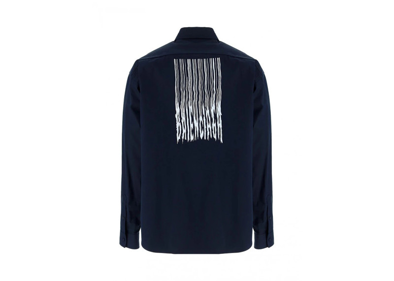 BALENCIAGA Balenciaga Barcode Logo Shirt Navy/White outlook