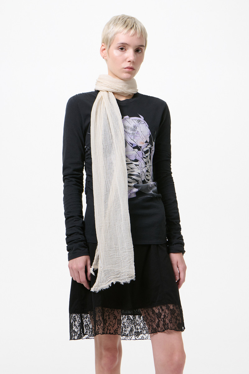 Layered Scarf Cloud White Silcot Weave 4