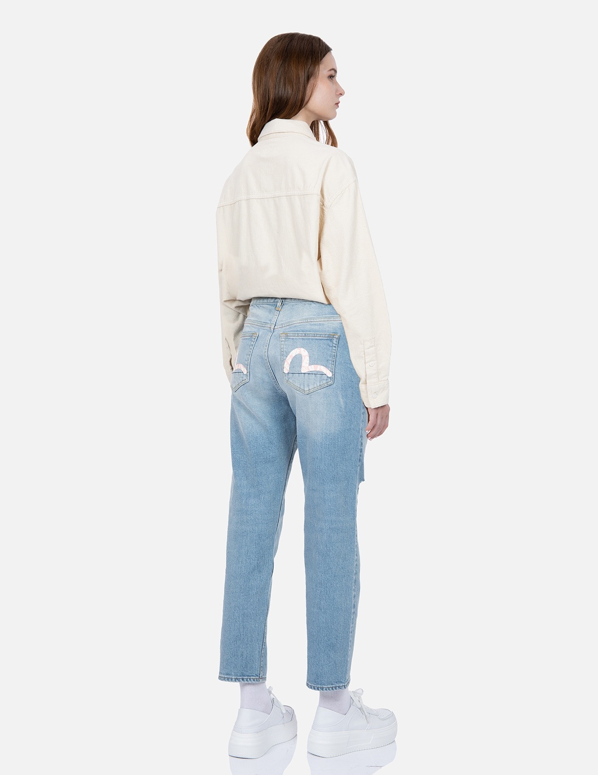 LOGO-PATTERN SEAGULL PRINT RELAX FIT JEANS - 3