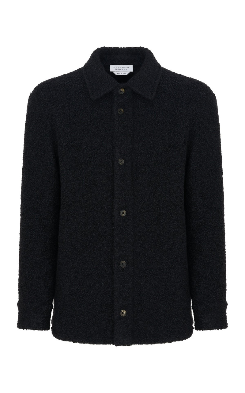Drew Overshirt in Black Cashmere Boucle 1