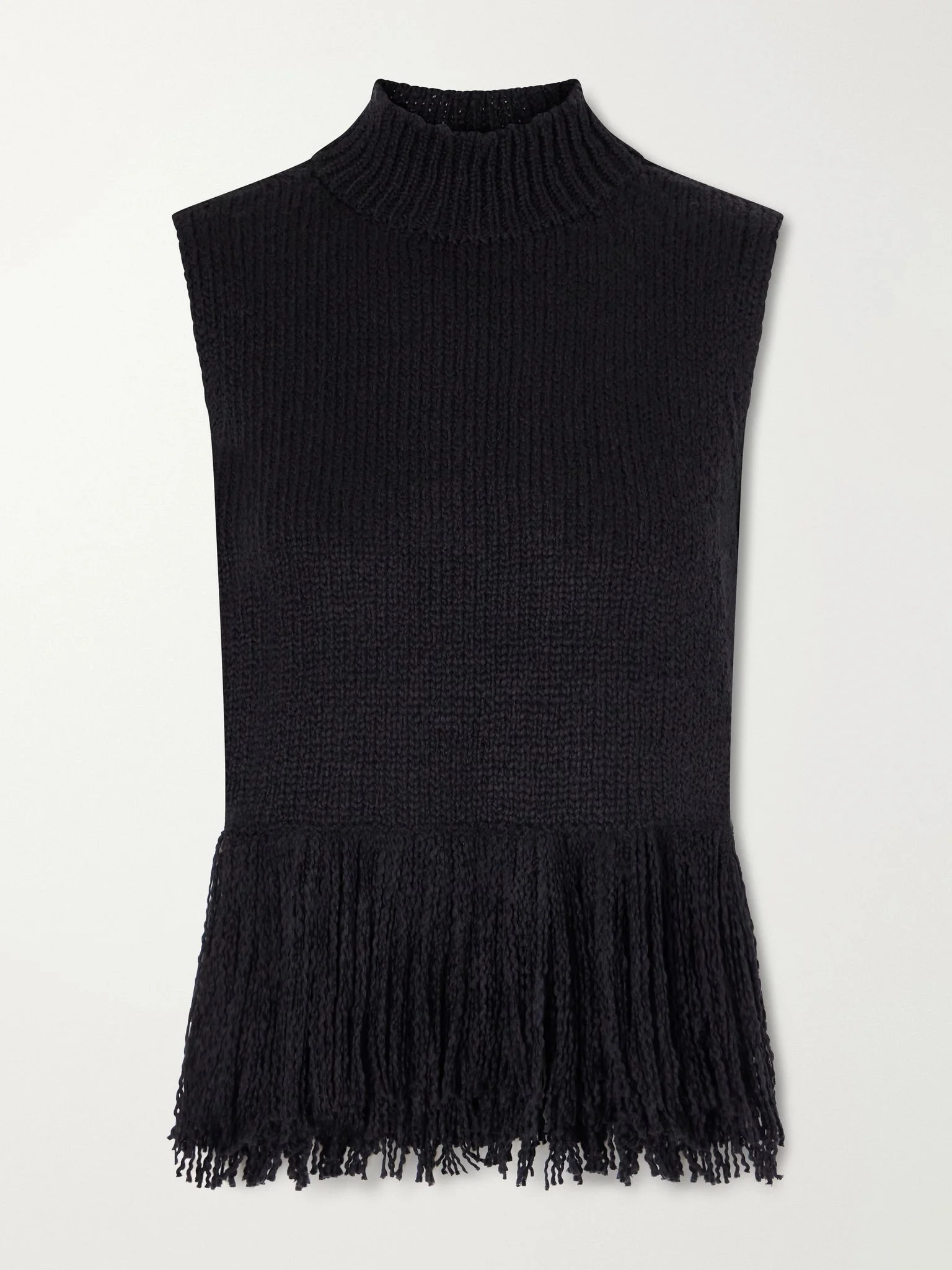 Sonia Onyx fringed turtleneck cotton sweater Black - 1