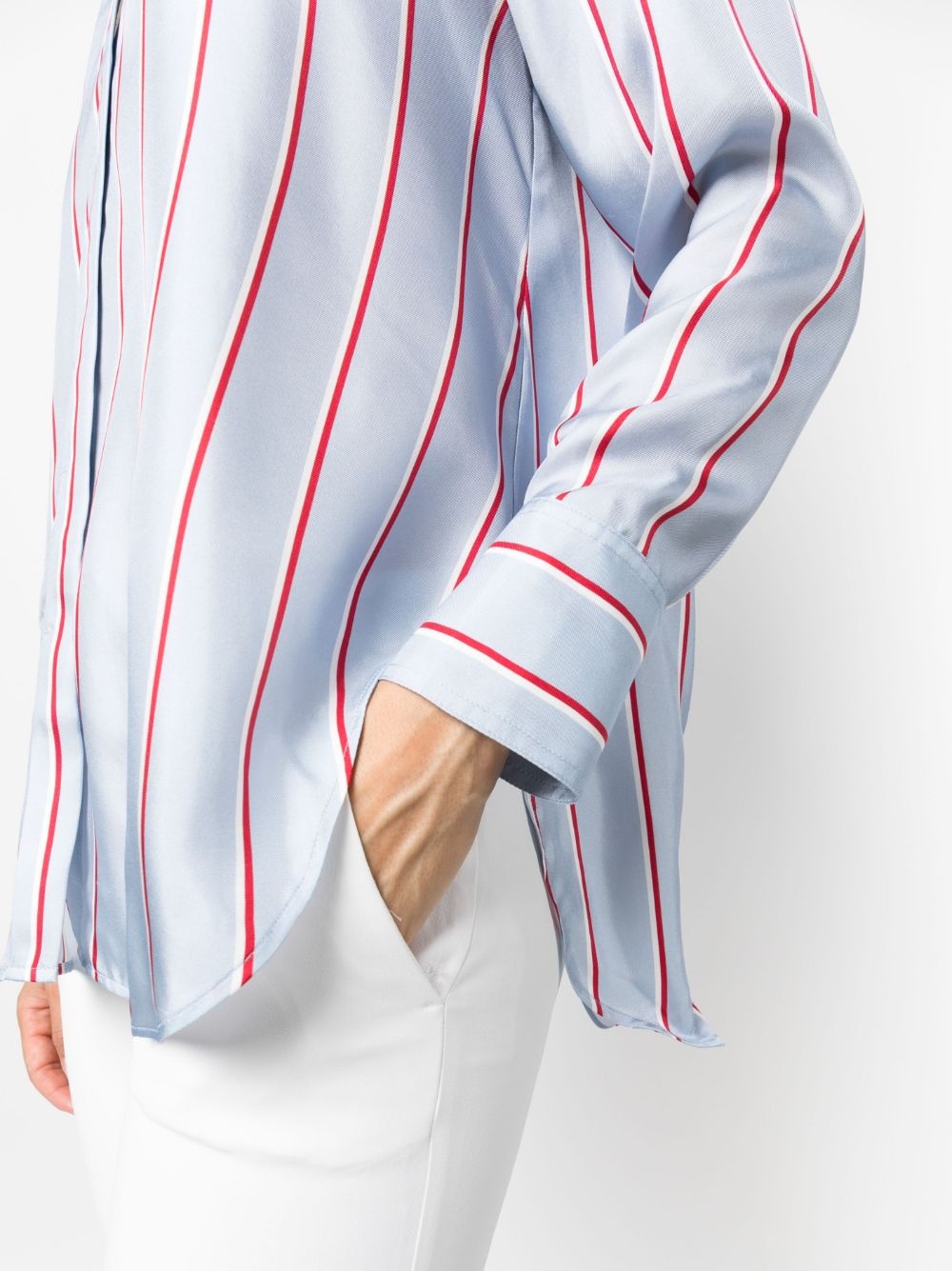 striped knot-detail silk blouse - 5