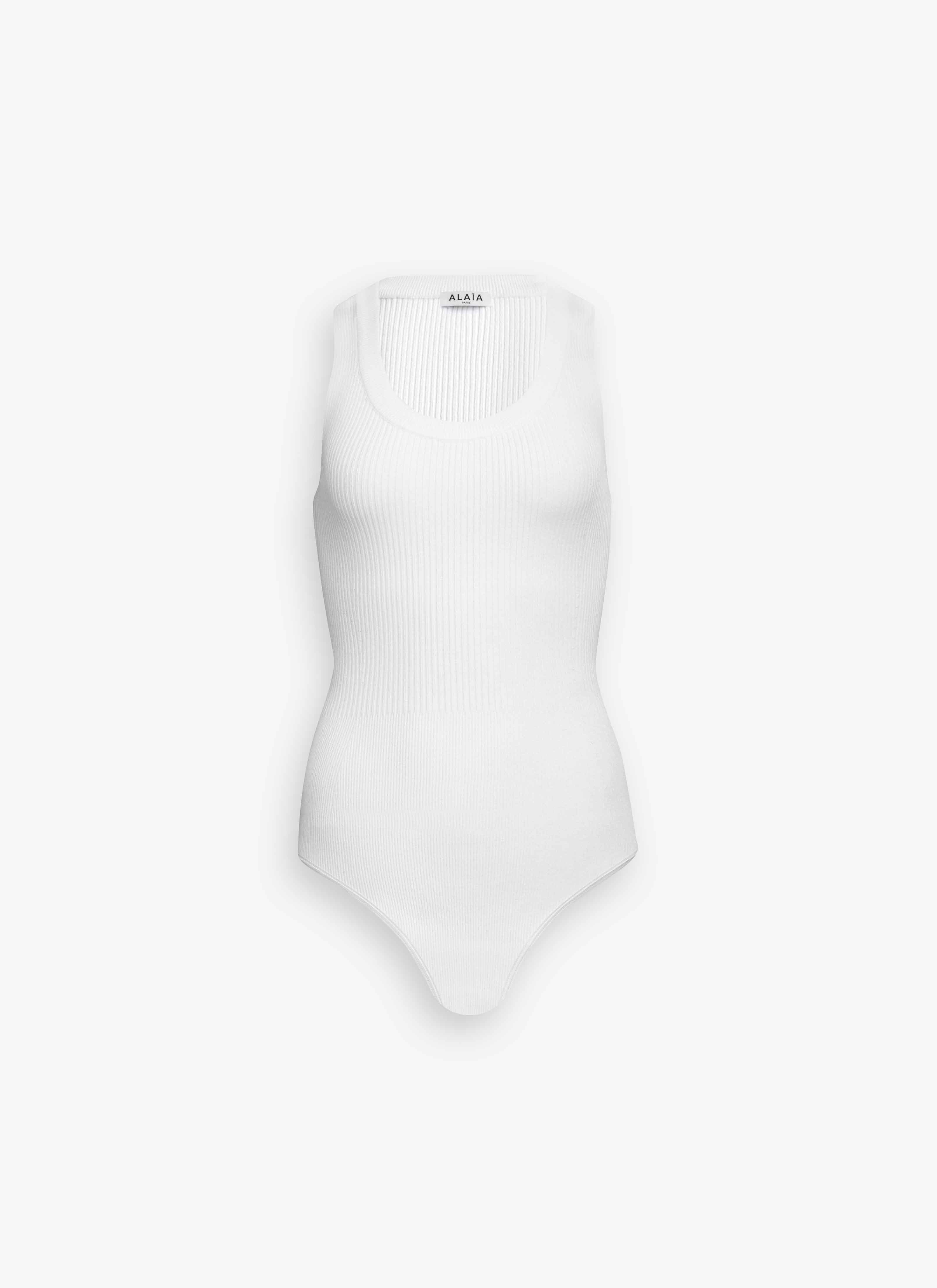 SLEEVELESS RIBBED KNIT BODYSUIT - 1