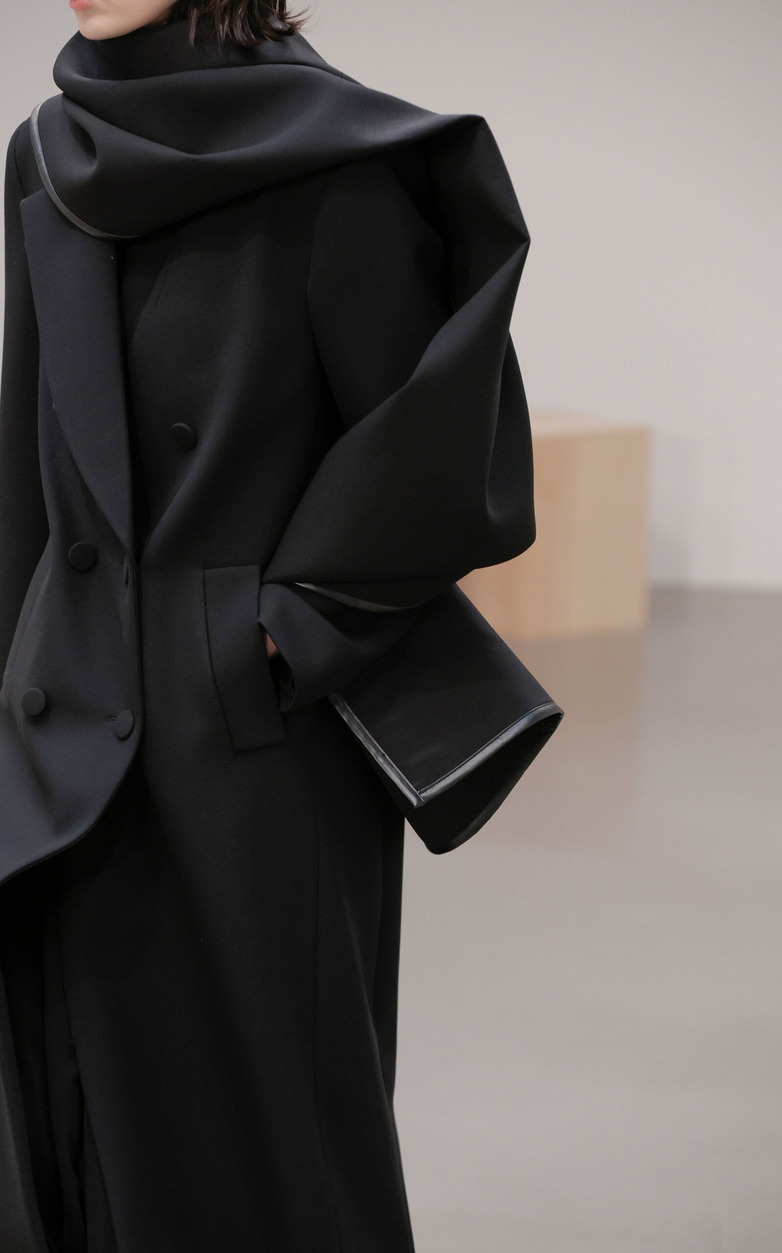 The Demi Double Breasted Virgin Wool Coat black - 5