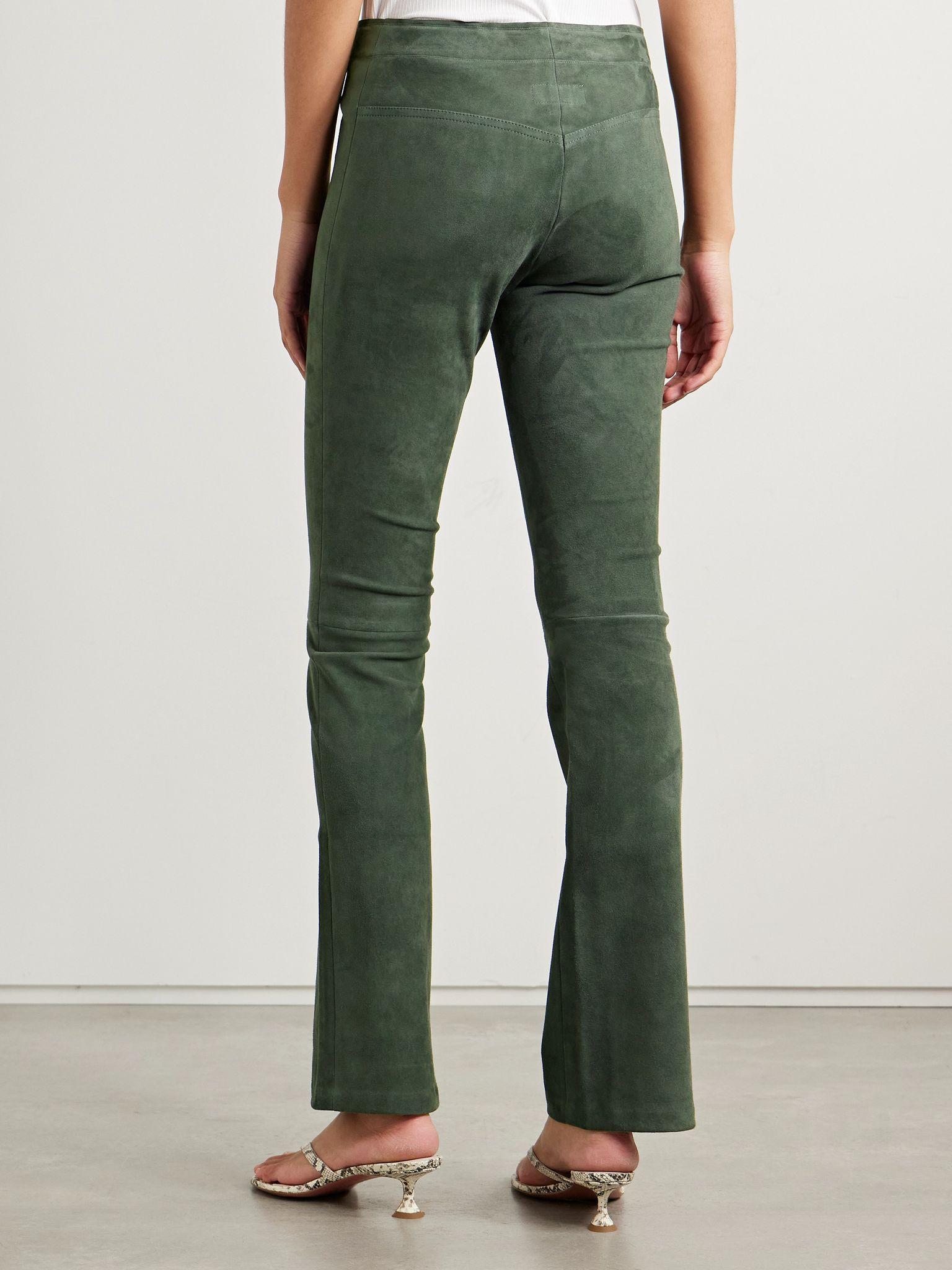 JP paneled suede flared pants Army green - 4