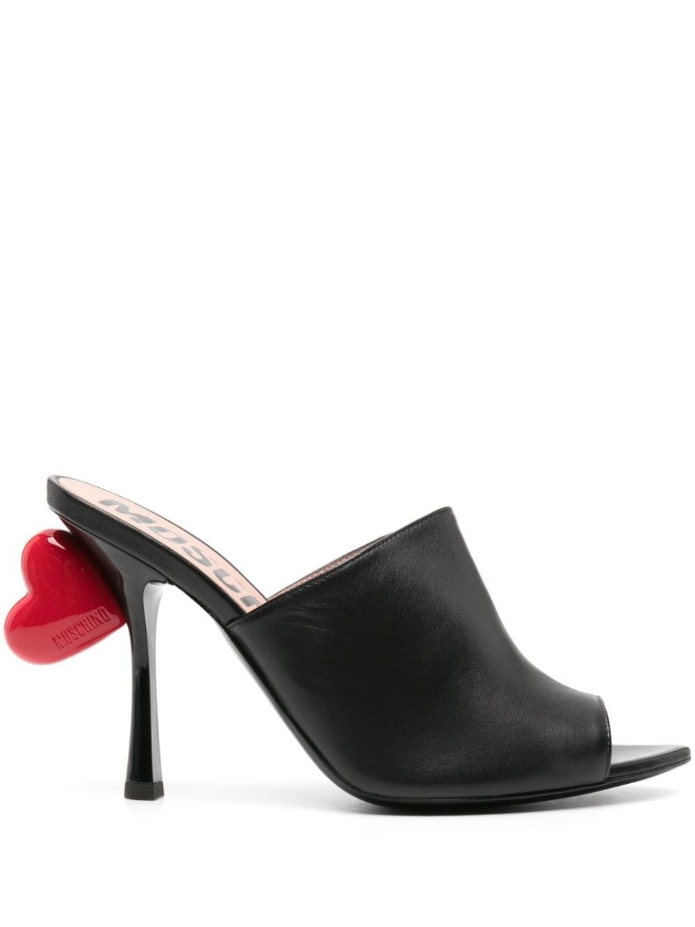 100mm heart-detail leather mules - 1