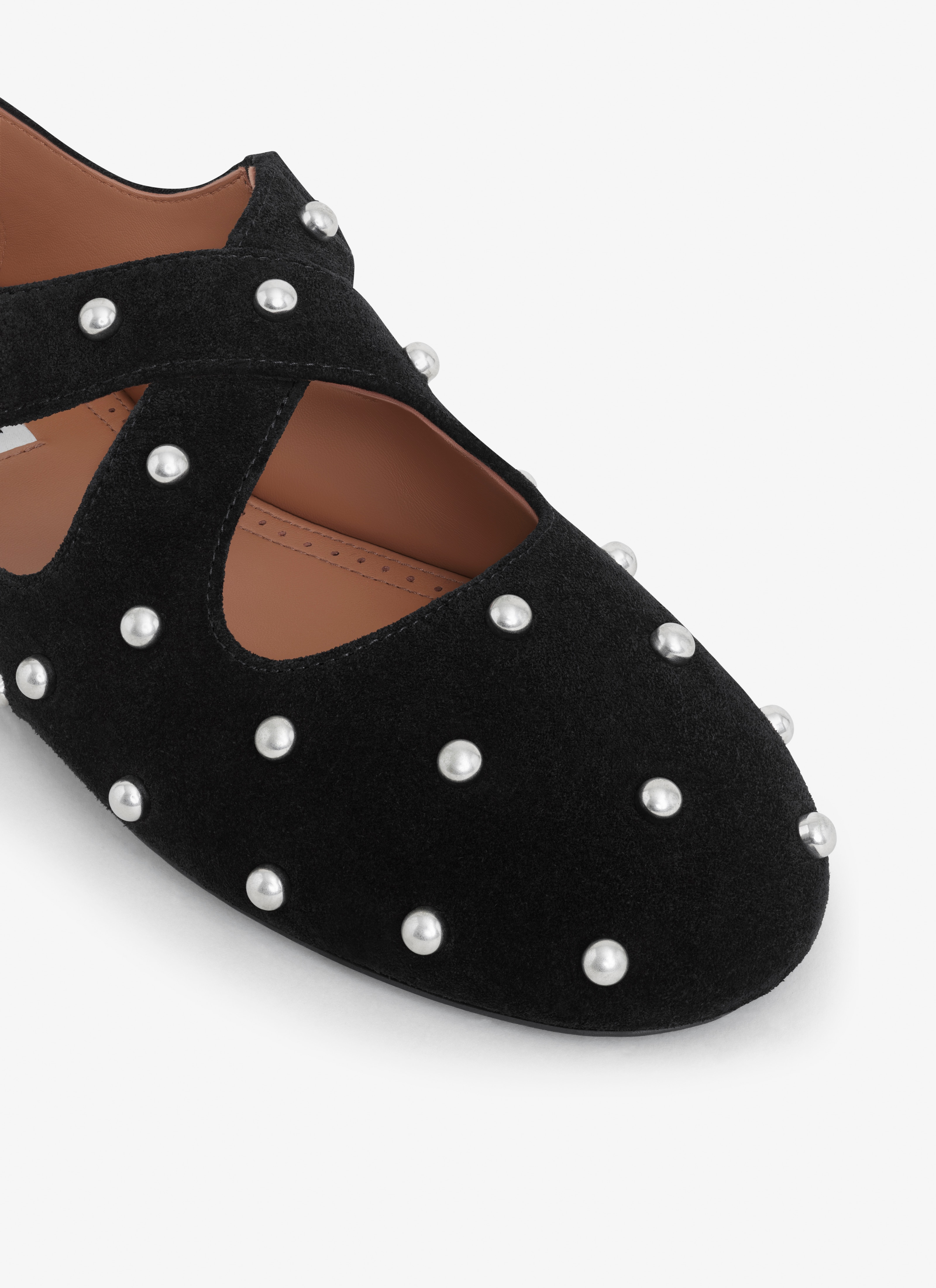 CRISS CROSS BALLET FLATS IN SUEDE WITH STUDS - 4