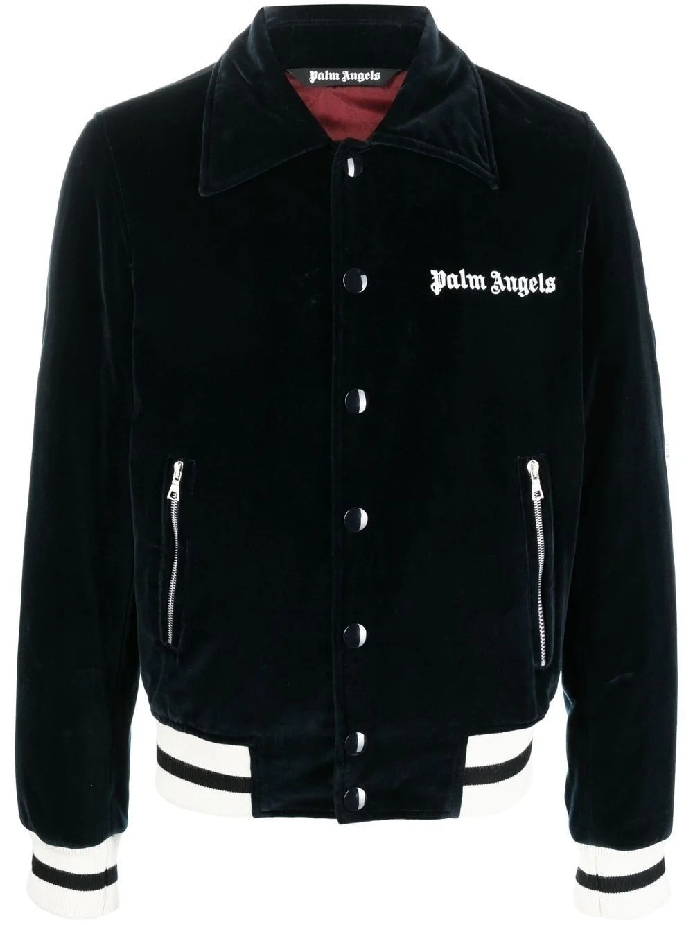 logo-embroidered velvet jacket - 1