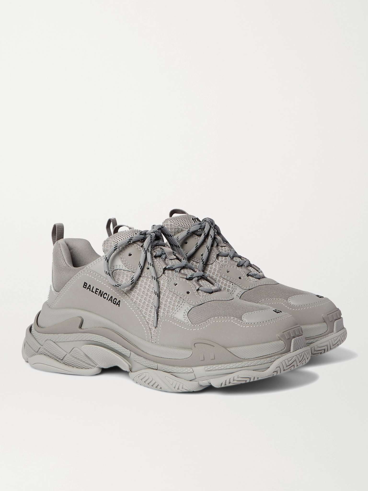 Triple S Mesh and Faux Leather Sneakers - 2