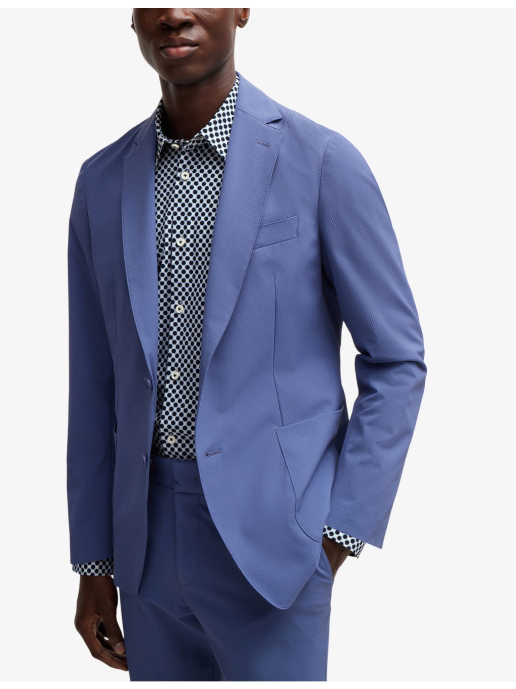 Slim-fit micro square-print stretch-woven shirt - 6