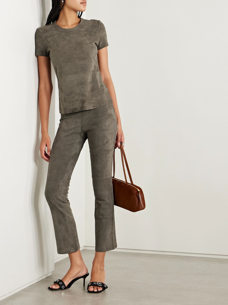 STOULS JP Twenty cropped suede flared leggings Gray outlook