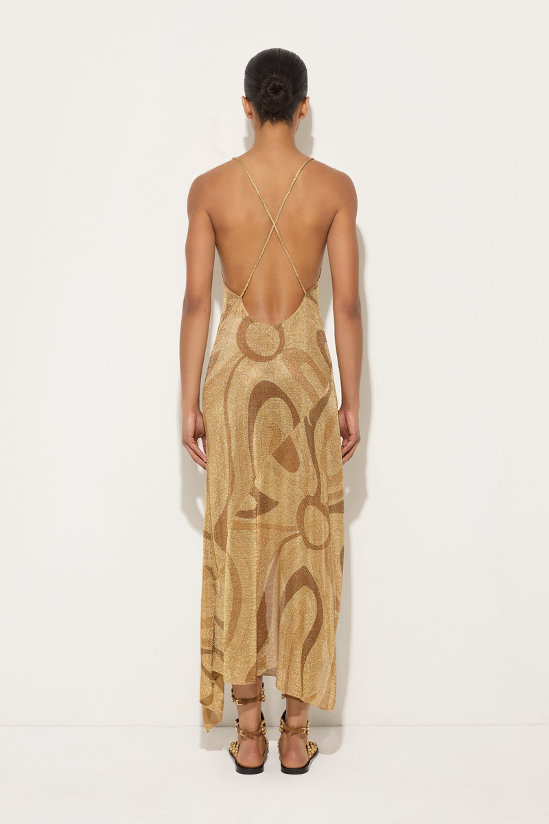 MARMO PRINT LAME V-NECK DRESS 3