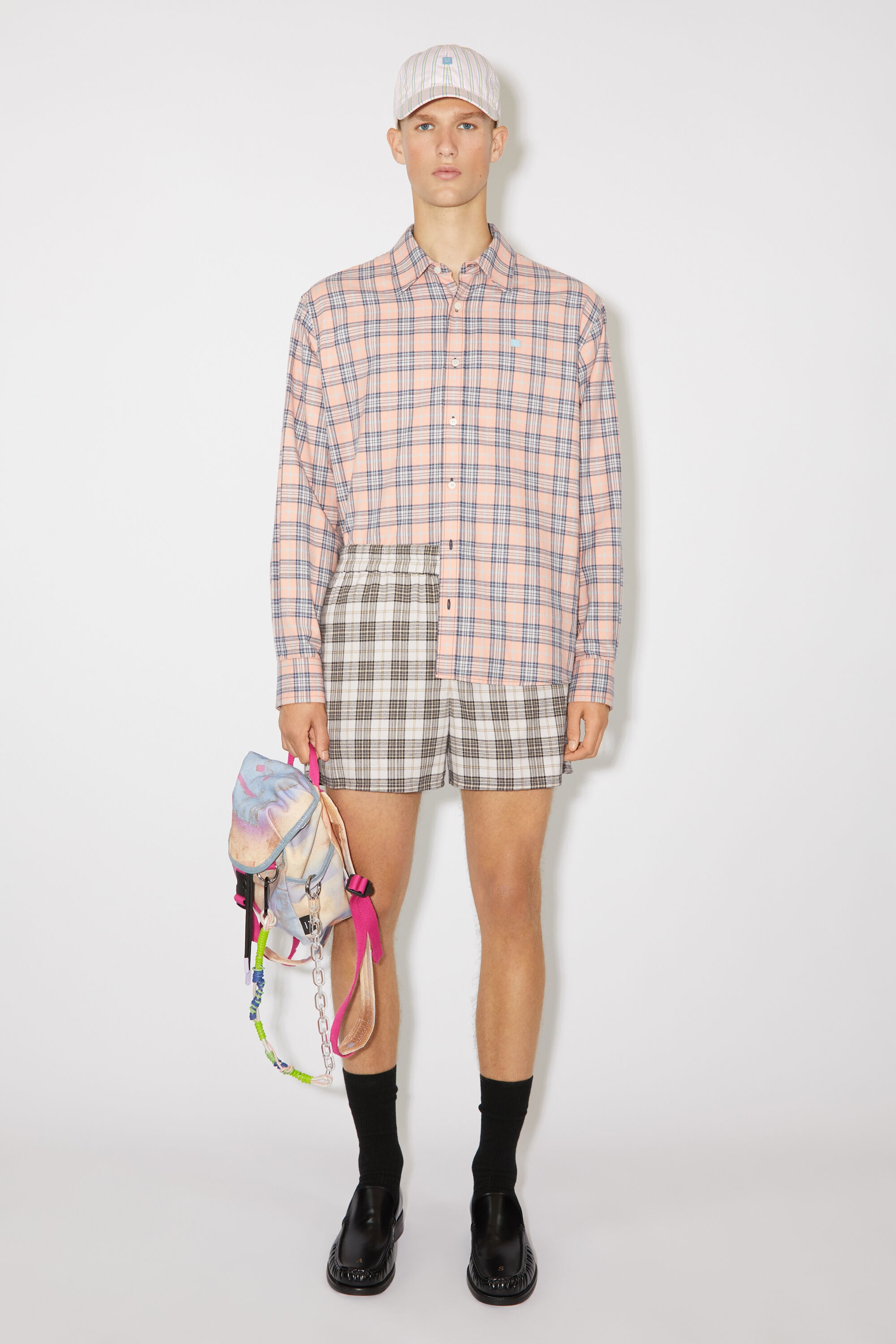 Flannel check shorts - White/black - 2