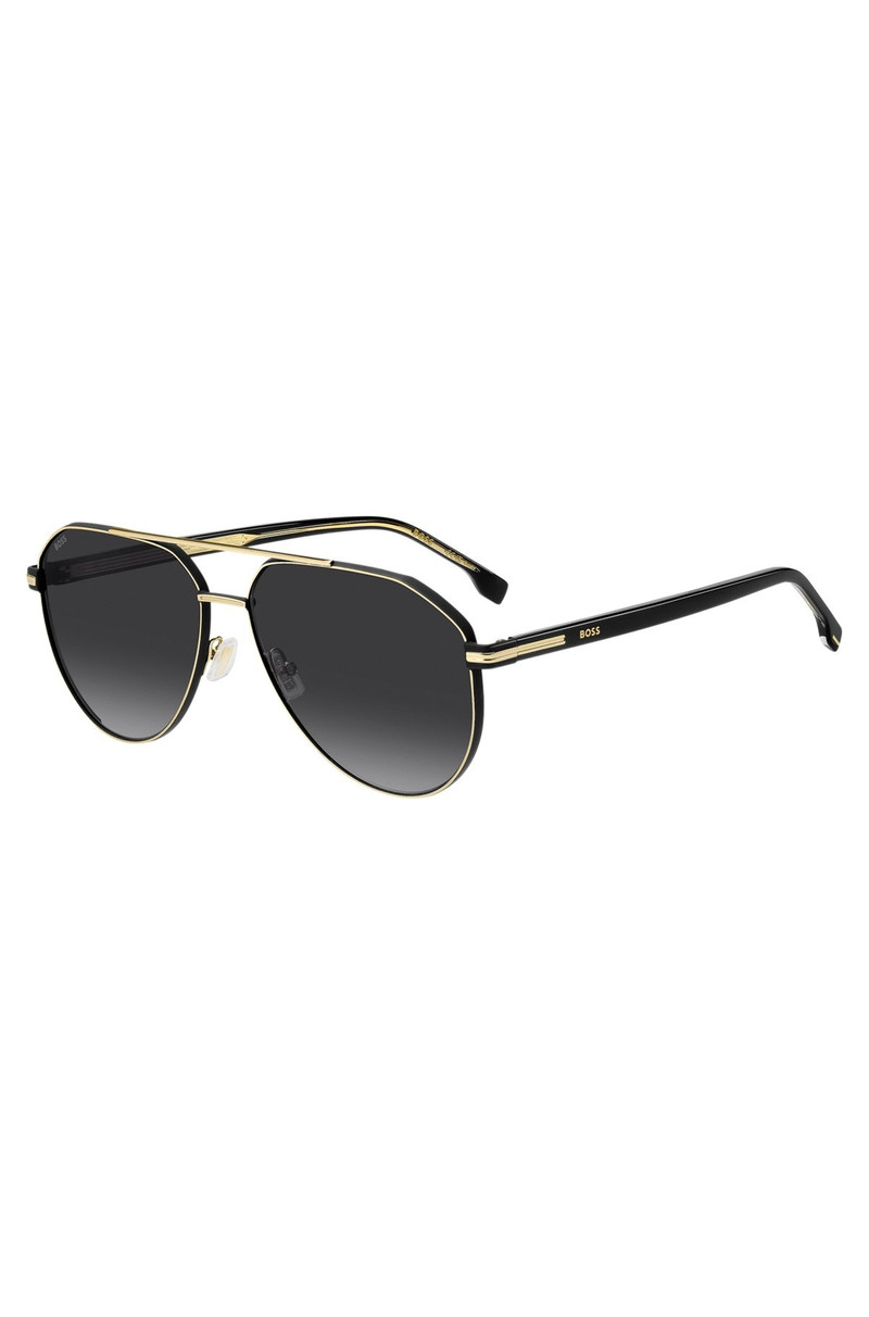 DOUBLE-BRIDGE SUNGLASSES IN BLACK AND GOLD TONES 1