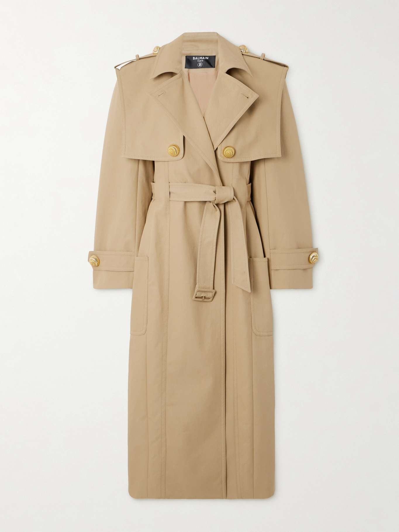 Balmain Embellished belted cotton gabardine trench coat netaporter REVERSIBLE