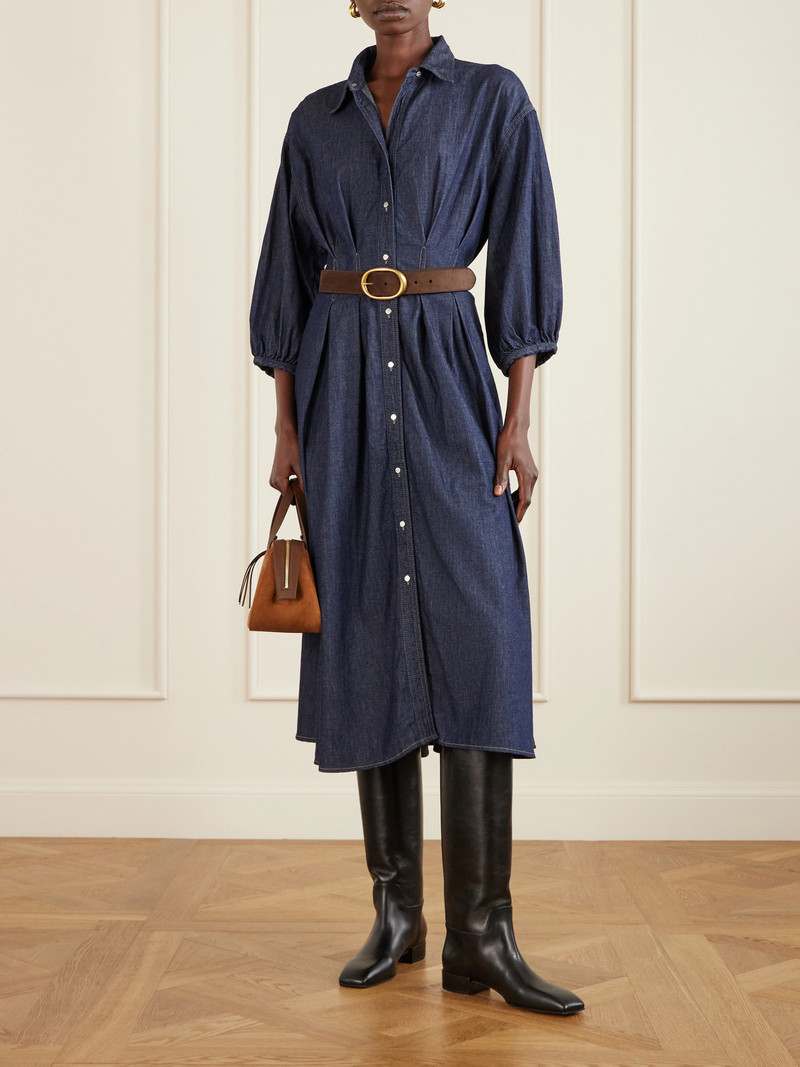 TWP Mason Pleated Denim Midi Shirt Dress outlook